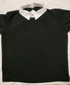 Genz Collar Top Three-fourth Sleeve