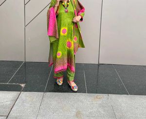 Green bandhani Printed Kurta Set