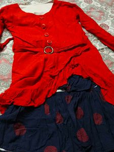 Red &amp; Navy Tiered Dress