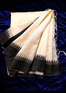 SOLID CREAM WHITE SILK SAREE FOR WOMEN