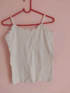 White Ruffle Tank Top
