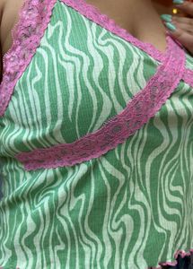 Green Zebra Lace Trim Cami