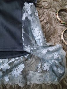 Grey Lace And Sequin Corset Top