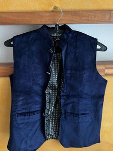 Navy Blue Velvet Waistcoat