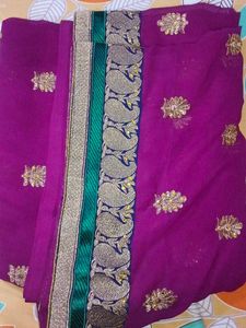 Elegant Purple Embroidered Saree
