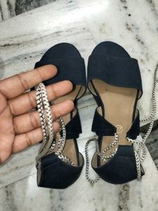 Black Tie-Up Sandals
