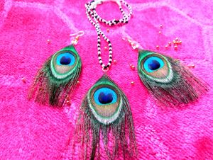 🦚Real Peacock Feathers Jewelry Set🍁🎀