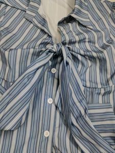 Knotted Placket Shirt Top