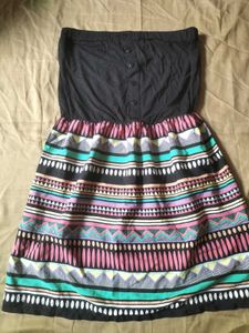 strapless tribal print dress