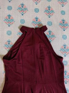 Burgundy Halter Neck Dress