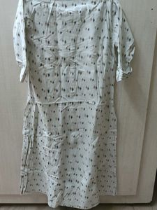 Printed  White  Dress
