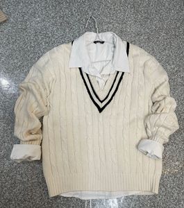 combo of 3 white shirt+white sweater+beige s