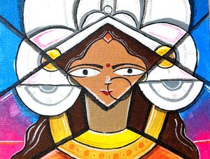 self made maa durga Abstract painting on cavas