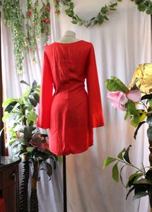 H&amp;M Red Long Sleeve Mini Dress