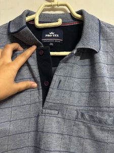 Pro-Tex Blue Checkered Polo T Shirt