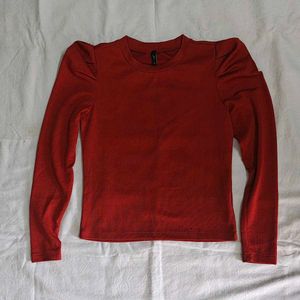 Rust Puff Sleeve Top