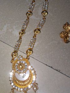 Golden Jhumka Earrings Necklace Set