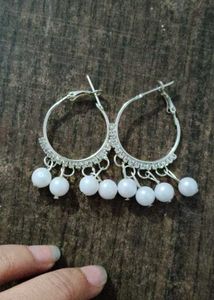 Pearl Drop Hoop Earrings