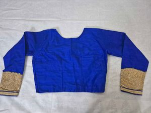 Blue Blouse with Gold Embroidery