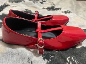 Red Patent Leather T-Strap Flats