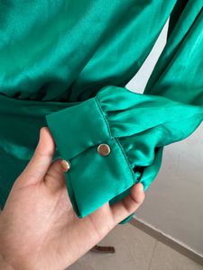 Green Satin Mini Dress