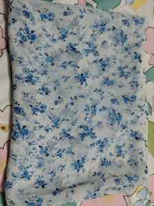 White N Blue Floral Print Saree