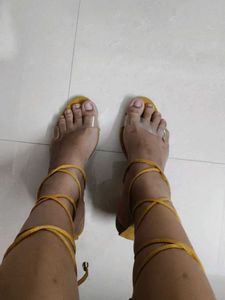 Yellow Lace-Up Flats