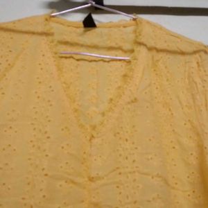 Yellow Eyelet Top