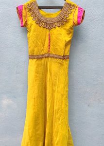 Yellow &amp; Pink Embroidered Dress