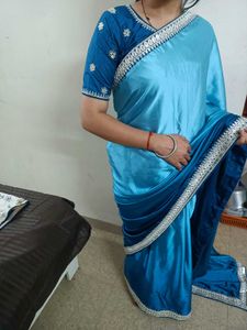 Blue Ombre Saree with Embellished Border