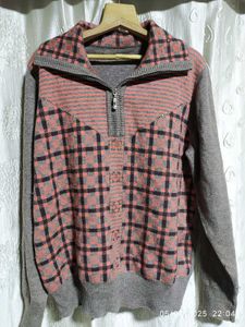 Vintage Plaid Quarter-Zip Sweater