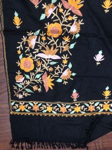 Elegant Embroidered Black Shawl