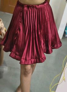 Burgundy Pleated Skirt