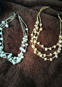 Shiite and beige stone Beaded Layered Necklace Com