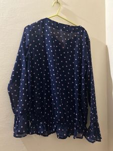 Chic Navy Polka Dot Blouse