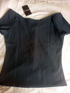 SHEIN BRAND Grey Pearl Fancy Button Top