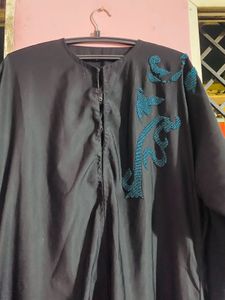 Elegant Black Abaya with Stone Work