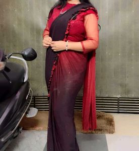 Elegant Red &amp; Black Saree