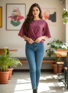 🎀Striped Knot-Front Top🎀