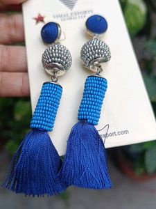 Blue Earrings Tassel