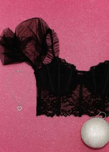 URBANIC: Black Lace Puff Sleeve Corset Top🖤