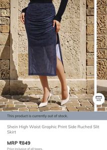 Shein Elegant Blue Sheer thigh slit Midi Skirt