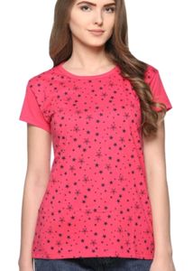 Women Printed Round Neck Tshirt
