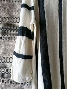 Black WHITE Knitted LONG SWEATER Dress