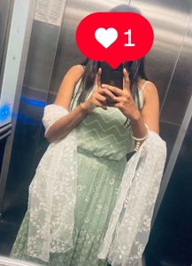 Sea Green Top Skirt For Ladies