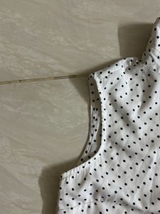 White Polka Dotted Button Down Top
