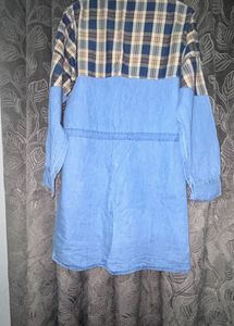 Denim &amp; Plaid Combo Dress