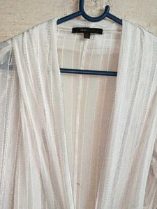 See-through Fashion Shrug Top Full-sleeve White