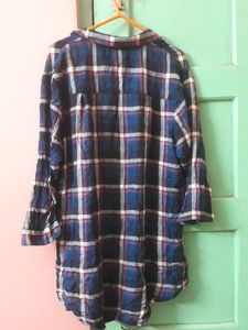 Full Sleeve Rayon Chequered Tshirt With Pretty Frills In The Button Area