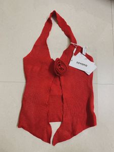 🍓✨Savana Red Halter Knit Top